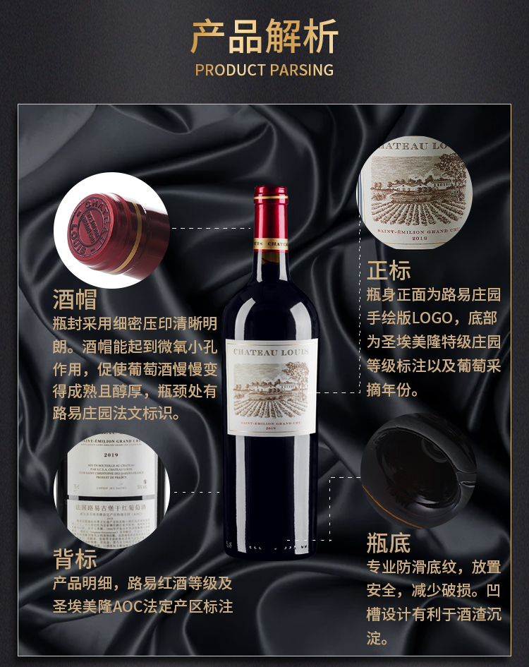 路易城堡（CHATEAU LOUIS）2019-2021年路易庄园古堡干红葡萄酒 法国波尔多圣埃美隆原瓶进口 2019年份单支装红酒